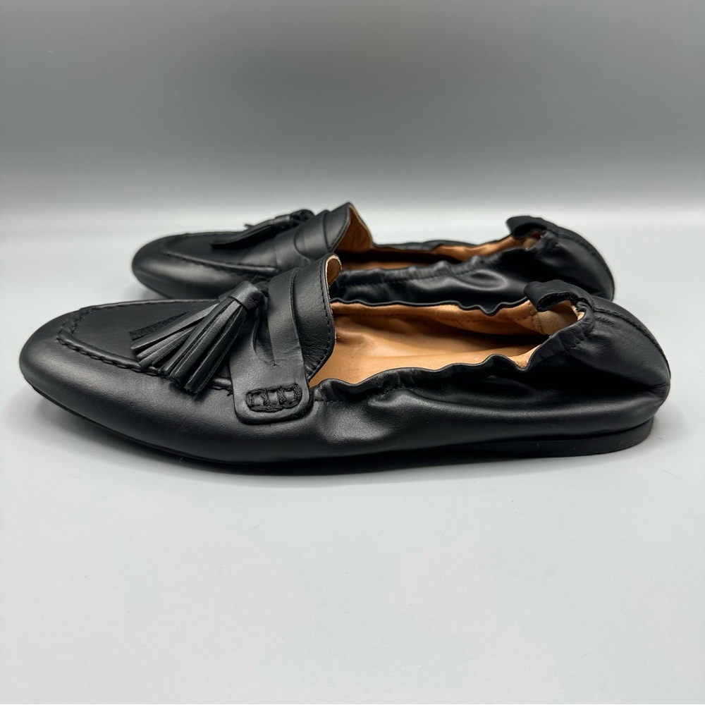 AQUATALIA Journee Tassel Loafer Flats Black Leather Womens Size 8